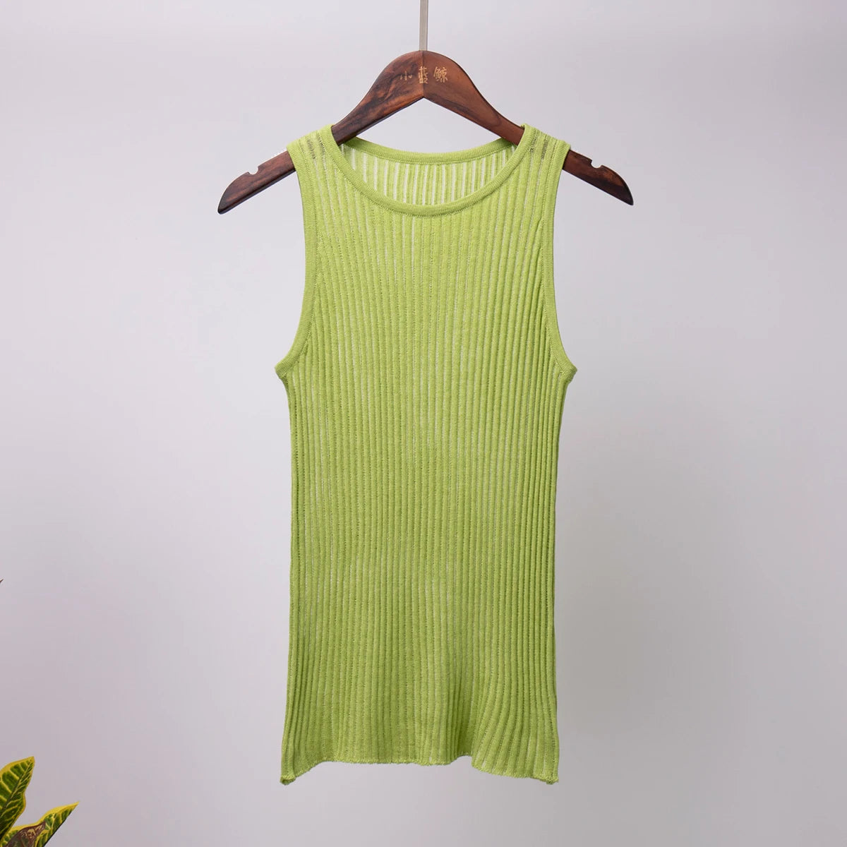 Bornladies Fashion Witte Wol Doorschijnende Dames Tanks Tops Outfit Mouwloos