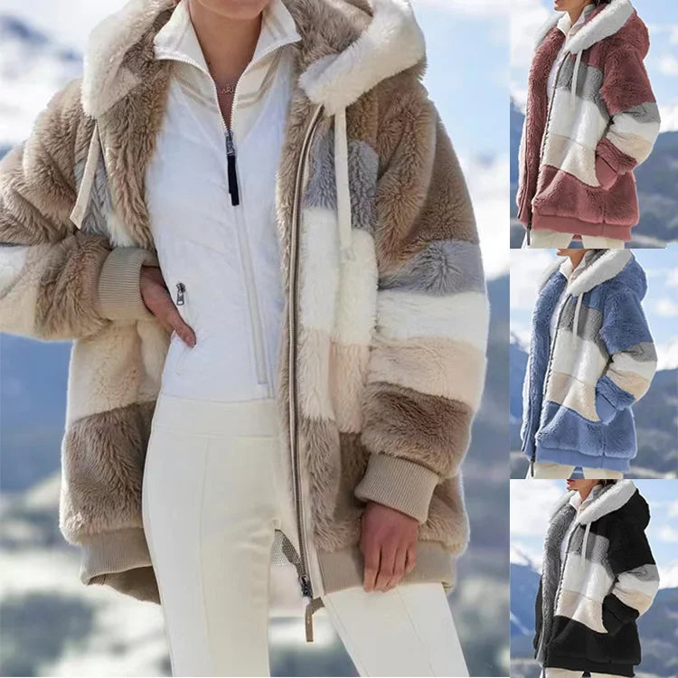 Oversized jas voor dames, herfst/winter, warme, zachte capuchon met capuchon