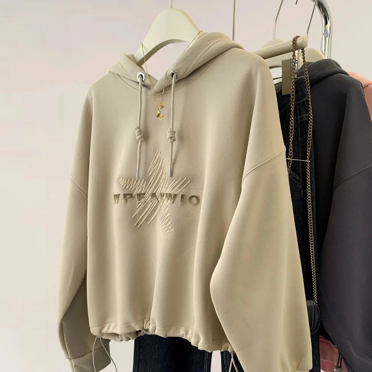 American Retro Hooded Sweatshirt Women in Spring and Autumn Design Feel Loose and Lazy Versatile Top