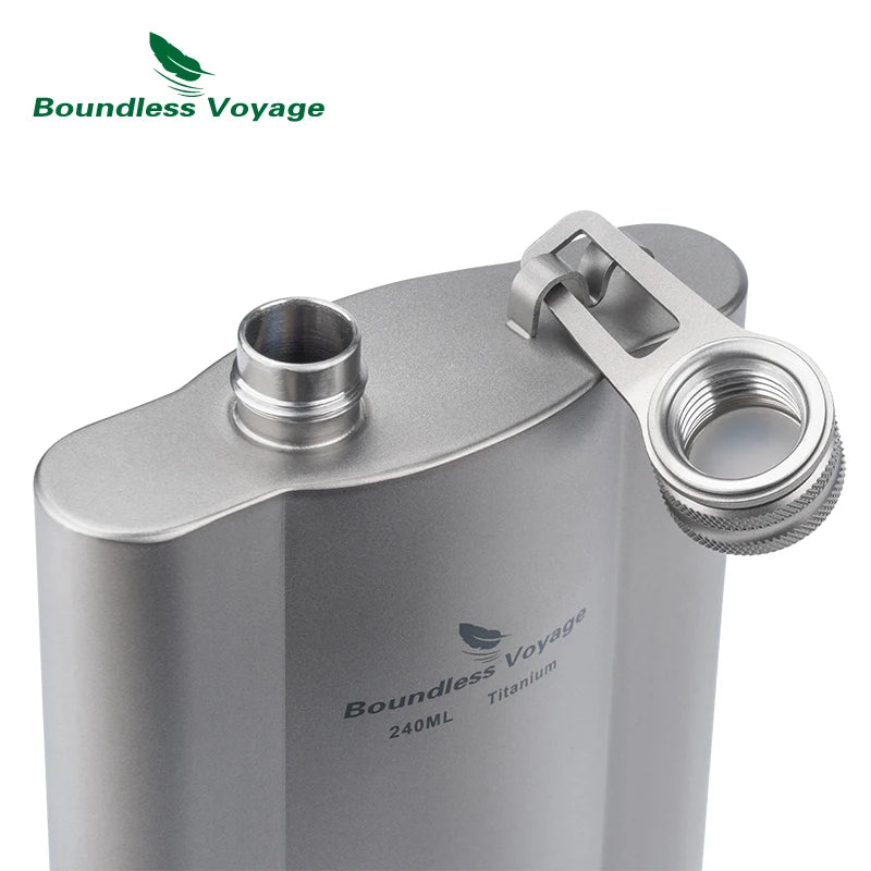 Фляжка Boundless Voyage Titanium Hip Flask 180 мл / 240 мл, ультралегкая, маленькая бутылка для ликера