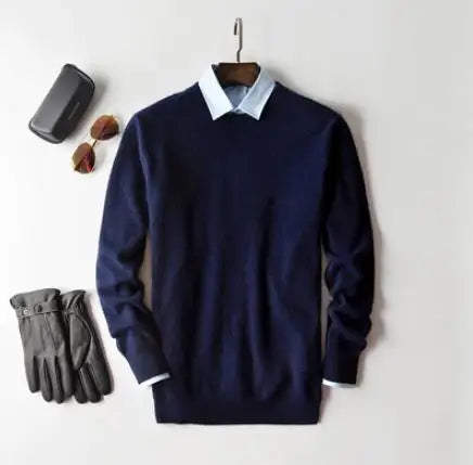 Classic Pullover V Neck Sweater Men Autumn Winter Cashmere Cotton Blend Warm Jumper Clothes Pull