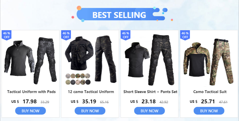 Woodland Camouflage Uniform Tactical Combat Suit Airsoft War Game Clothing Shirt + Pants Elbow