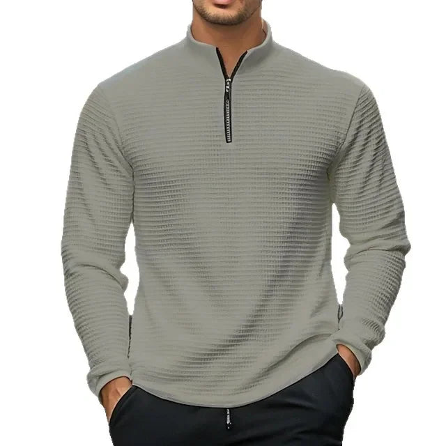 Casual Men s Half Zip Sweatshirt Simple Stand Collar Base Shirt Loose Fit Autumn Winter American