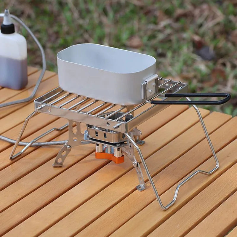 Outdoor Stainless Steel Camping Stove Holder Portable Folding Mini Barbecue Rack