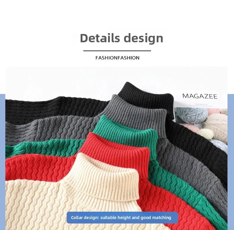Thickened Loose Men s Knitted Sweater Autumn Winter High Collar Cable Knit Casual Outerwear Base