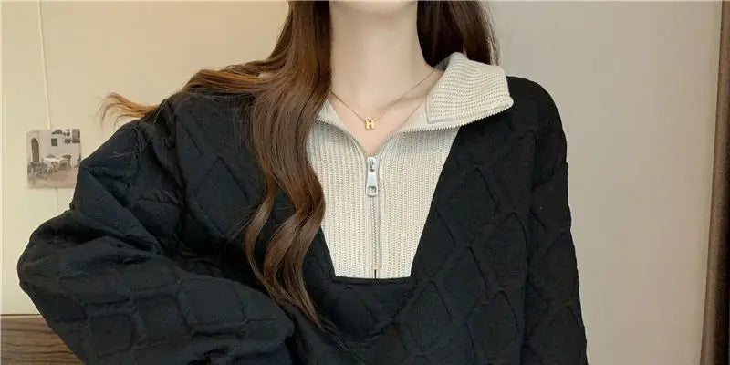 Driedimensionale sweatshirt met rits voor dames, herfst- en wintertop