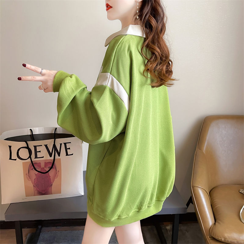 Herfst- en wintertrui voor dames, omslagkraag, patchwork, borduurwerk, mode, casual, elegant