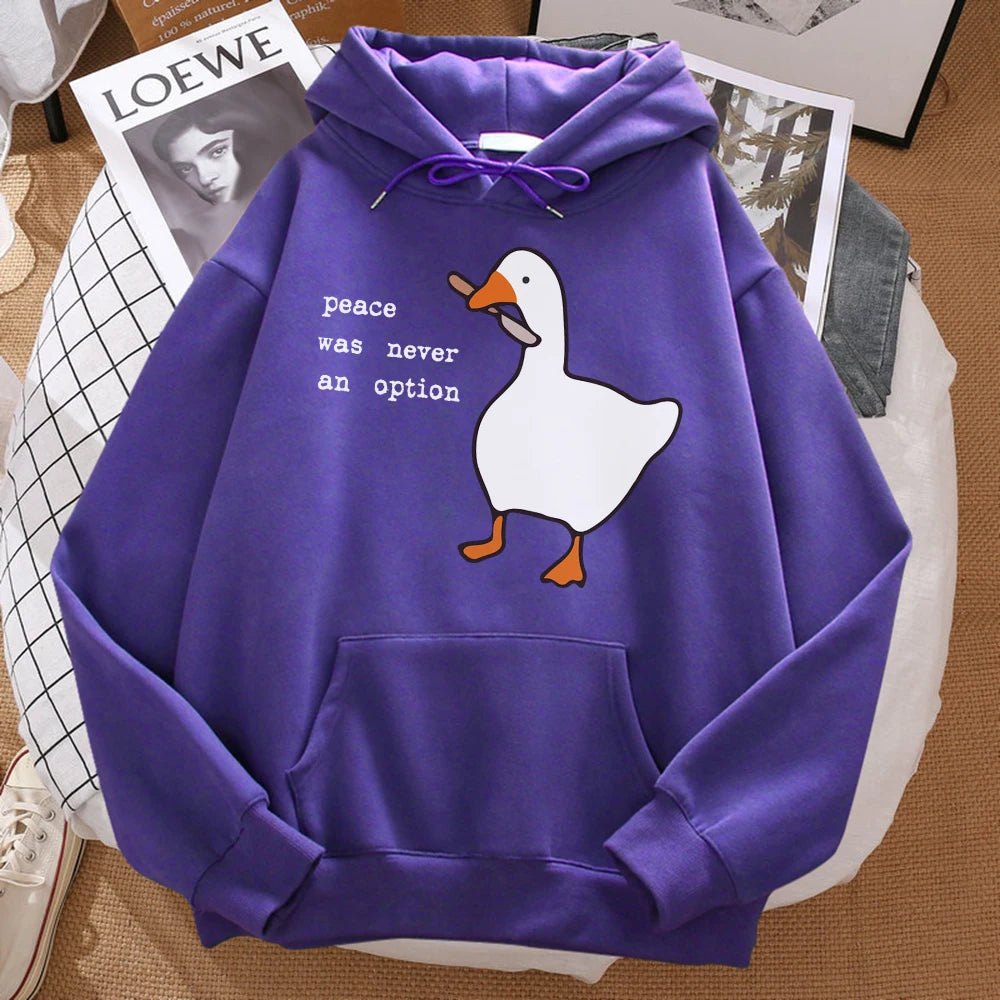 Peace Was Never An Option Printed Sweatshirt Men Street Oversize Autumn Hooded
