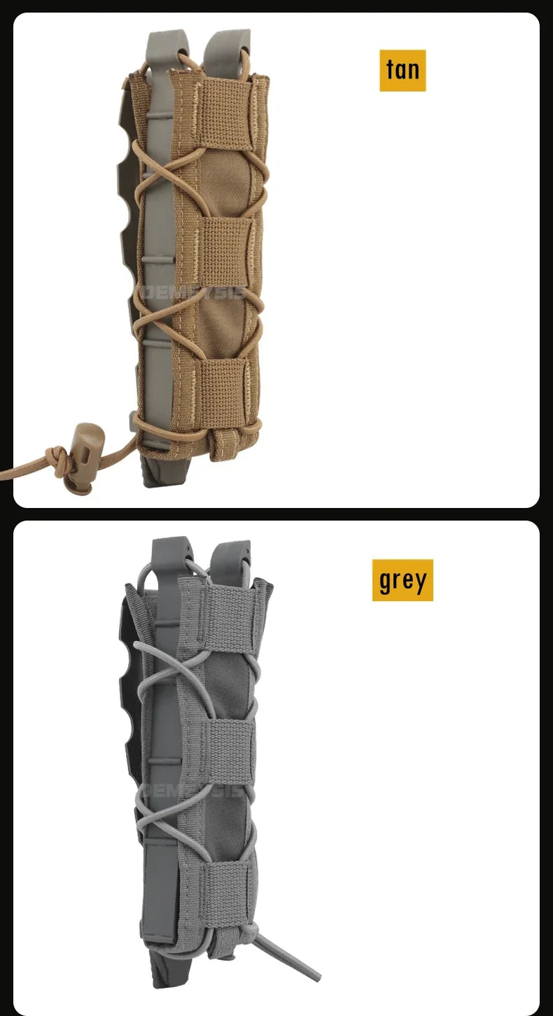 Tactical Pistol Magazine Pouch Fits MP5 MP7 .45 Single Open Top MOLLE 9mm Fast Mag Pouches