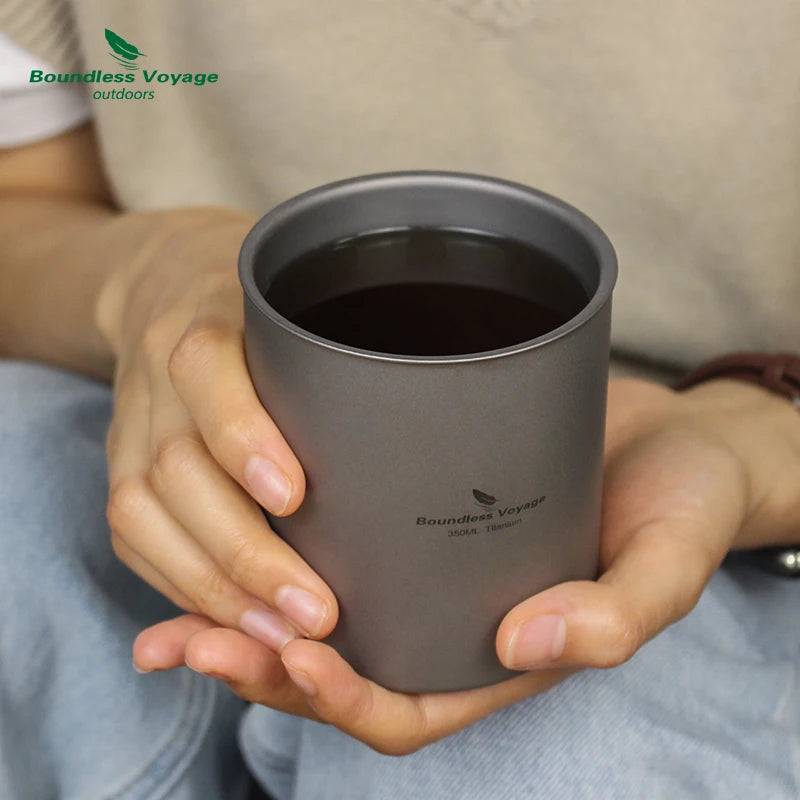 Boundless Voyage 350ml Titanium Cup with Lid Double Walled Mug Tea Coffee