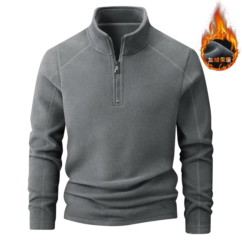 Plus Velvet Sweater Men s L 9XL Large Size Winter Polar Fleece Stand up Collar Half zipper Long
