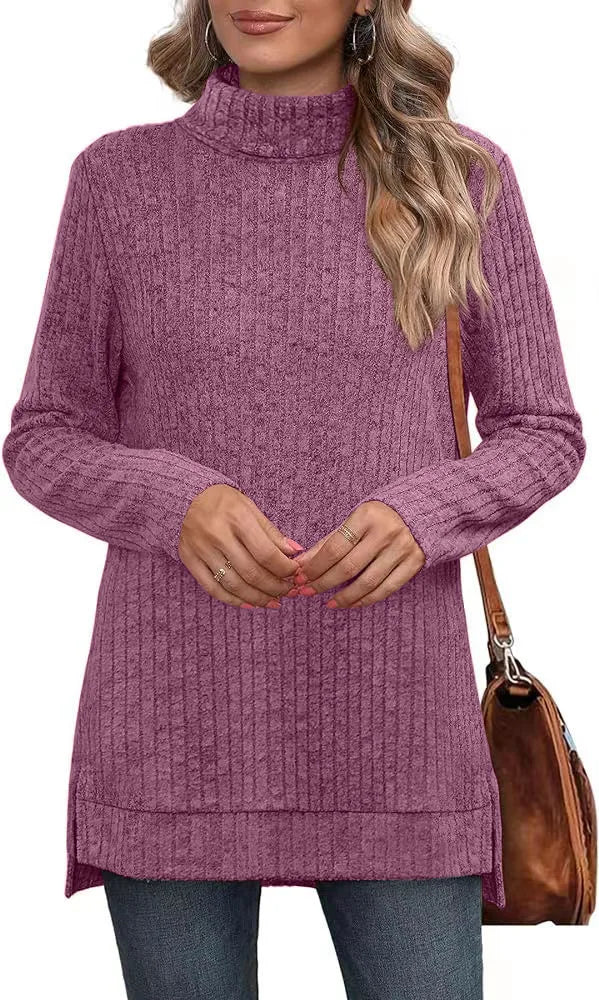 Effen herfst dames oversized coltrui truien lange mouwen