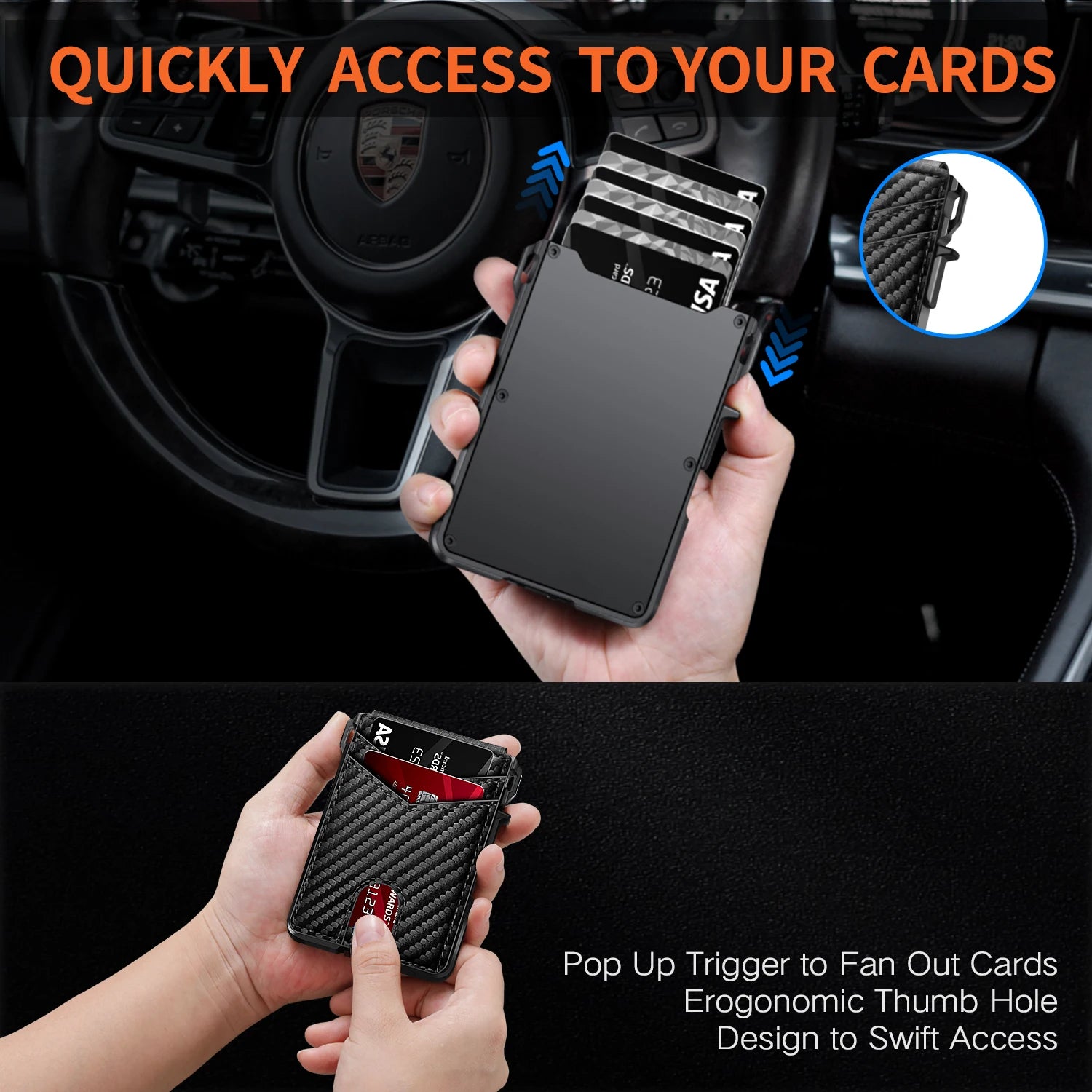 Mens Wallet Tactical Bifold Wallets for Men Metal Rfid Blocking Aluminum Money