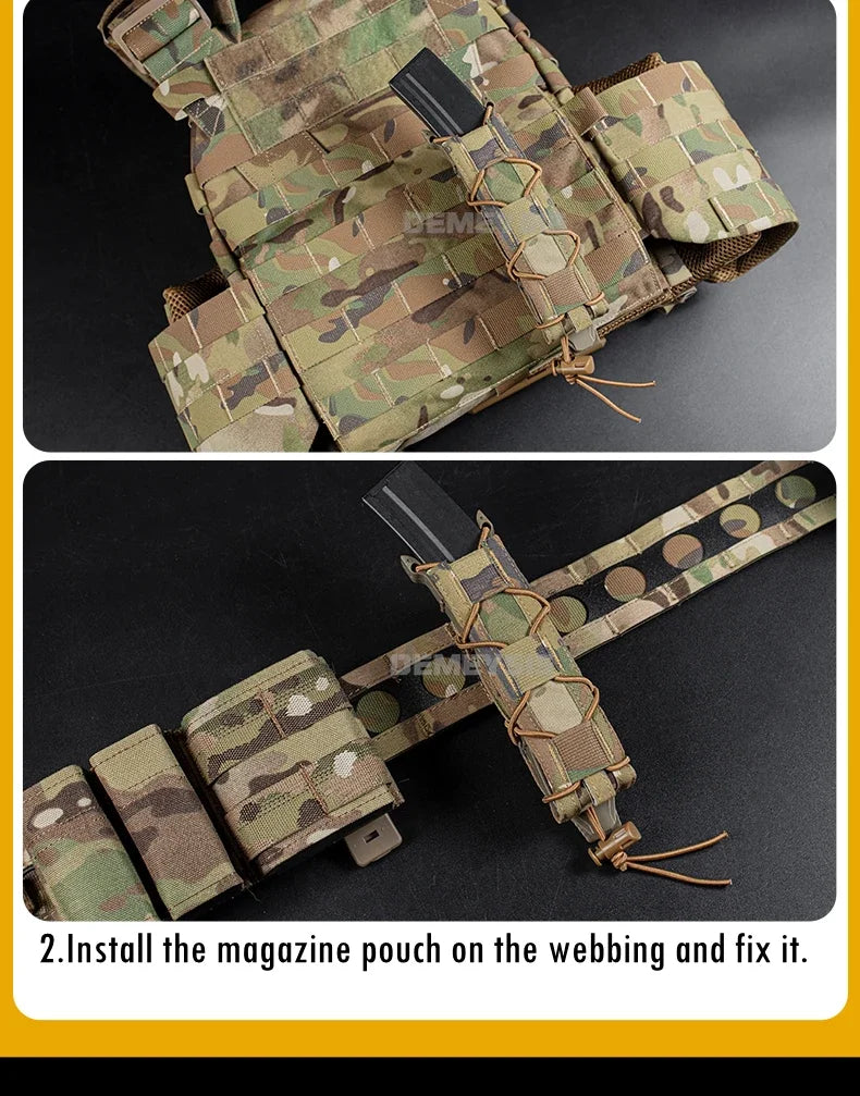 Tactical Pistol Magazine Pouch Fits MP5 MP7 .45 Single Open Top MOLLE 9mm Fast Mag Pouches