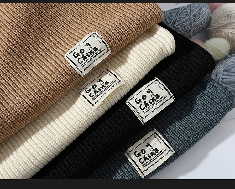 Casual round Neck Knitted Sweater Men s Base Layer Trendy Autumn Winter Style