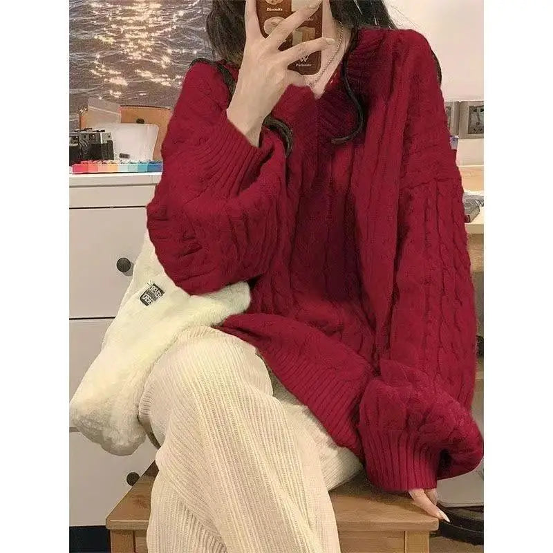 Y2K Harajuku Esthetische Vrouwen Gebreide Trui Koreaanse Losse Mode Effen Lange