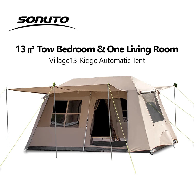 Sonuto Quick Setup Large Camping Automatic Tent 4 7 Person Double Hall Ridge