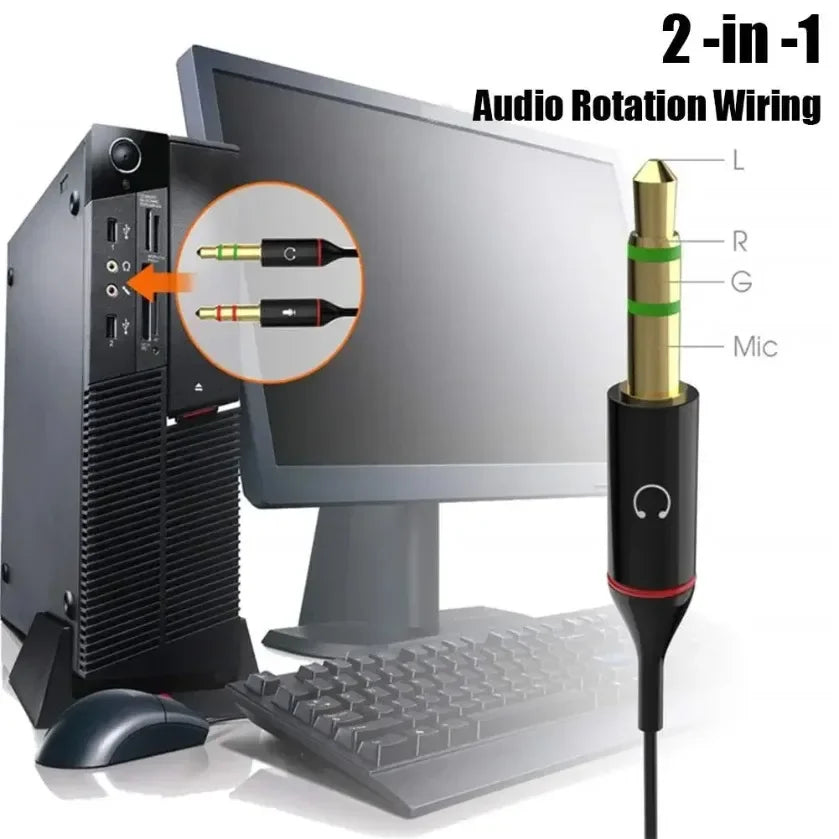 Hoofdtelefoon-microfoon-audioconverter-splitter voor computer 3,5 mm vrouwelijk naar