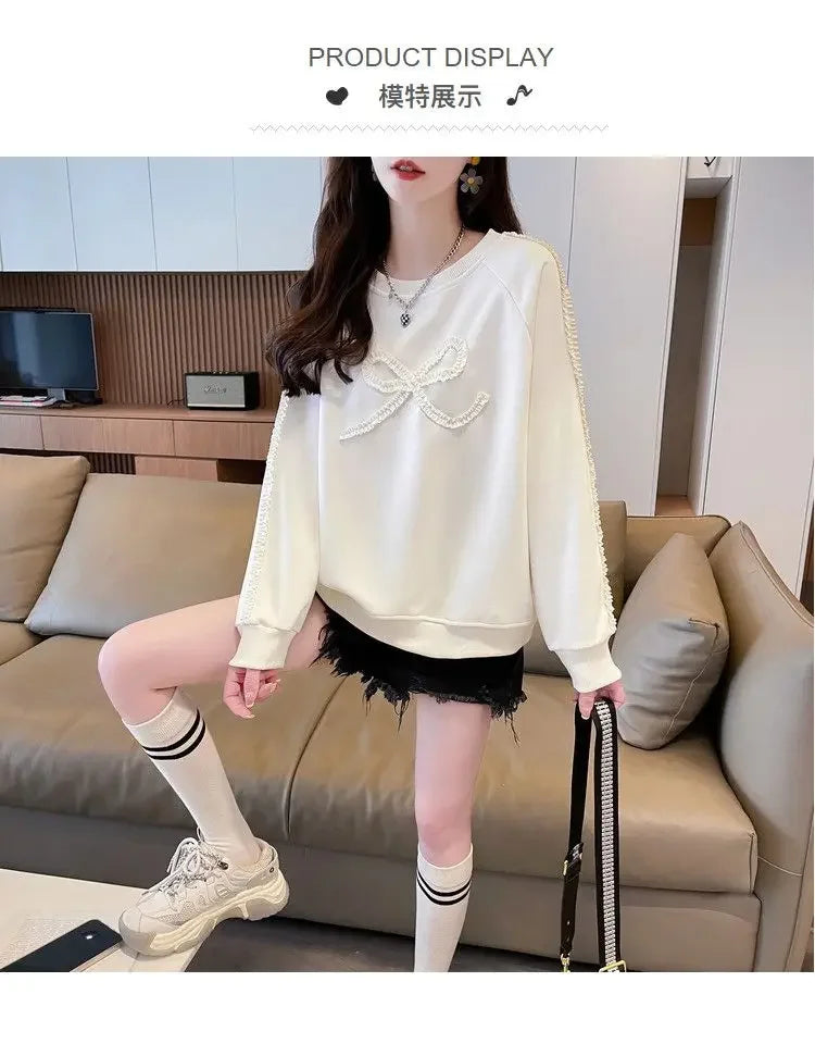 Dames Sweatshirt Los Groot Maat Ontwerp Eenvoudig Leeftijdsverminderend Afslankend Vleesbedekkende Trui Lang