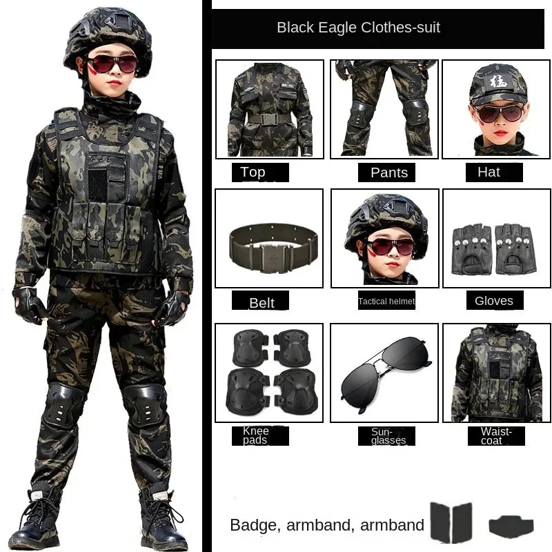 Tactical Military Uniform for Children s Day Camouflag Disguise Adult