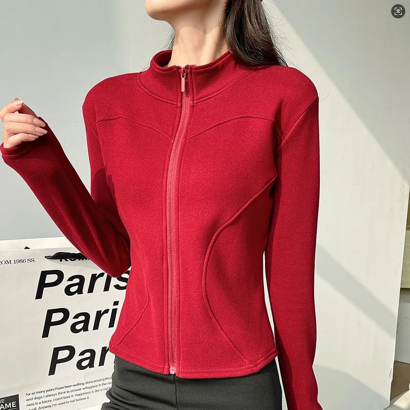 Sportieve Slim Fit Korte Jassen Dames Herfst Winter Chic Opstaande Kraag Lang