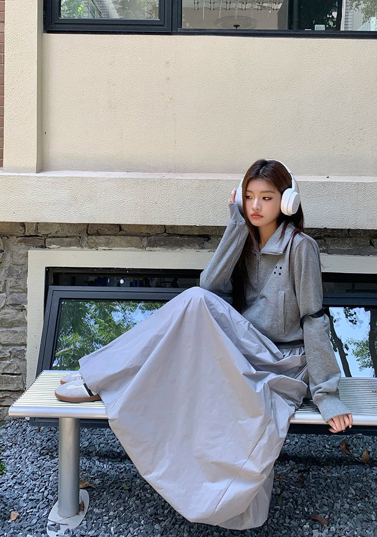 Coltruien voor dames, effen ritsontwerp, chique Koreaanse stijl, eenvoudig