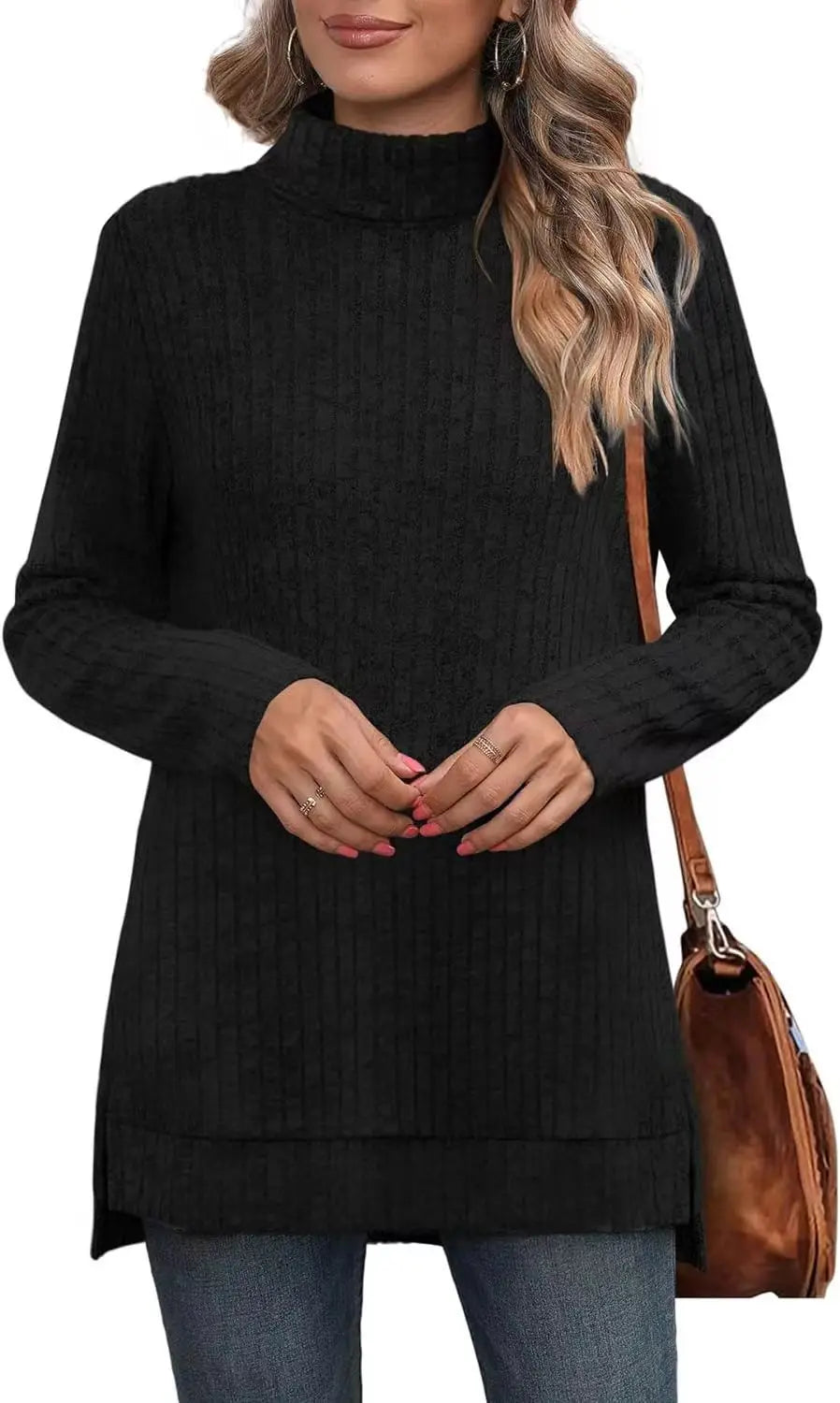 Effen herfst dames oversized coltrui truien lange mouwen