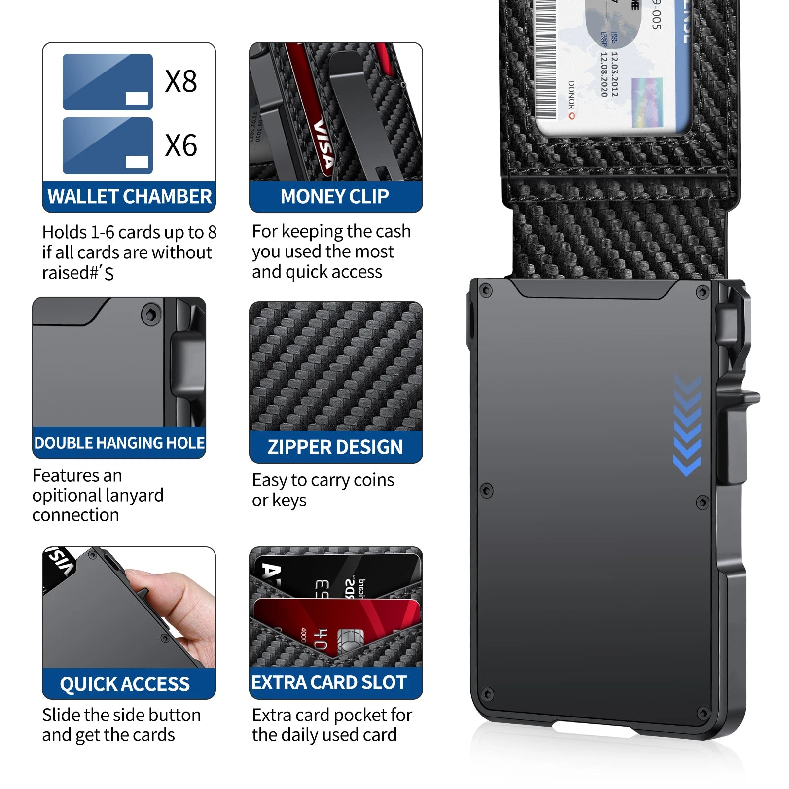 Mens Wallet Tactical Bifold Wallets for Men Metal Rfid Blocking Aluminum Money