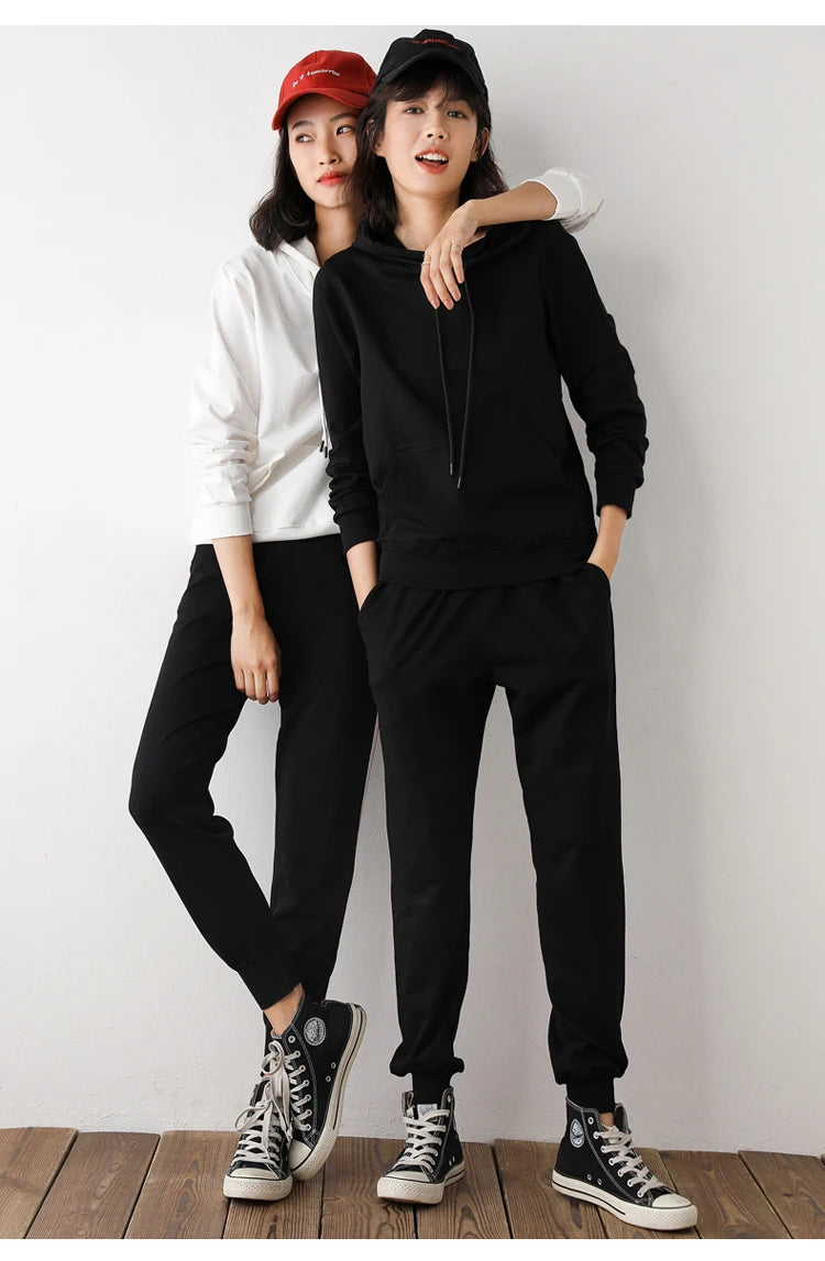 Dames Hoodies 100% Katoen Lente Herfst Losse Lange Mouwen Truien Effen