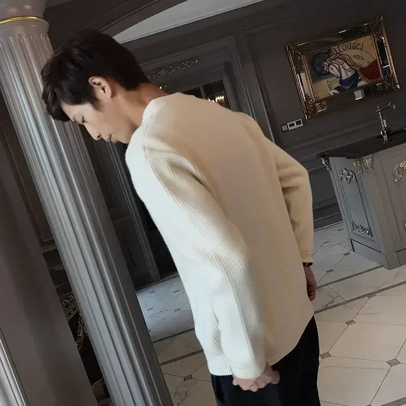 Man Clothes Coat Zipper Plain Knitted Sweaters for Men Jacket Zip up Cardigan