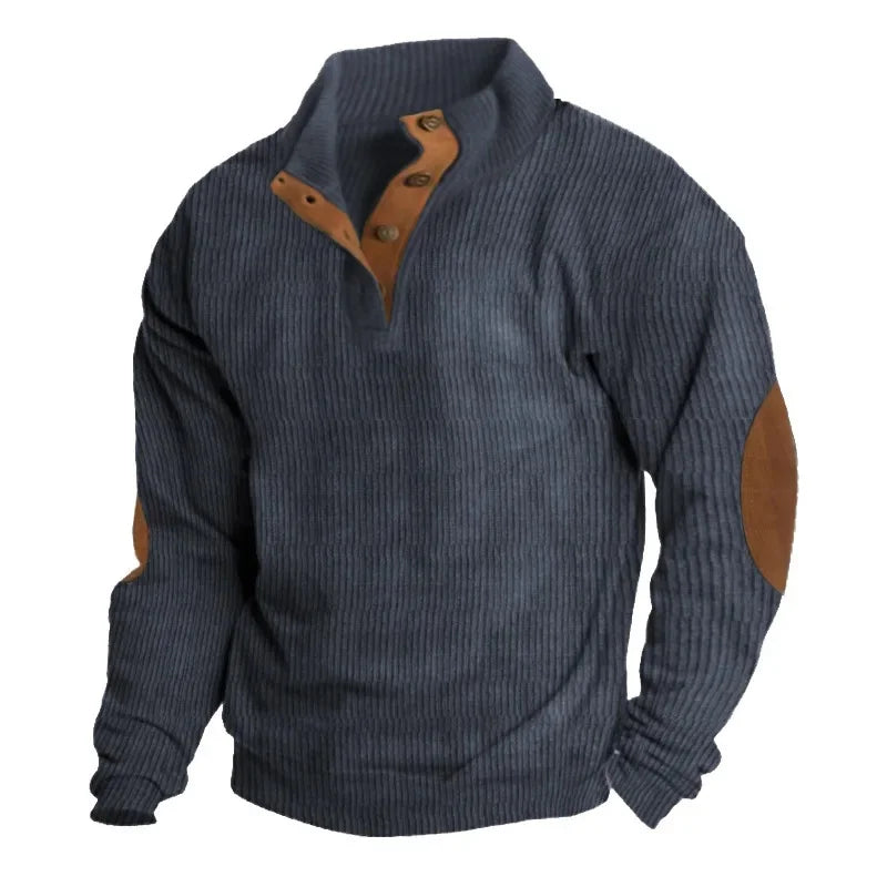 Men s Outdoor Jacket 3D Digital Print Casual Collar Long Sleeve Four Button Sweatshirt Loose Fit