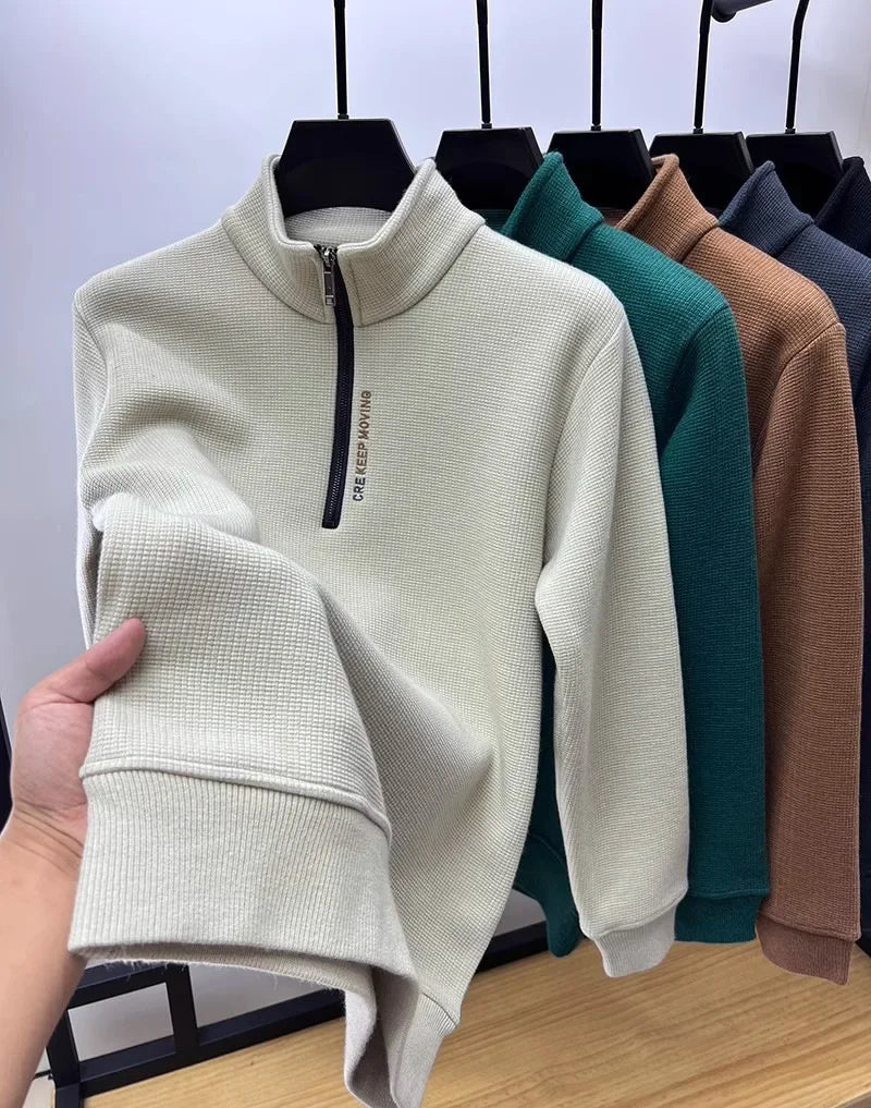 Thickened Fleece Zipper Hoodie Men s Long Sleeve Stand Collar Warm Outerwear Shirt Autumn Winter