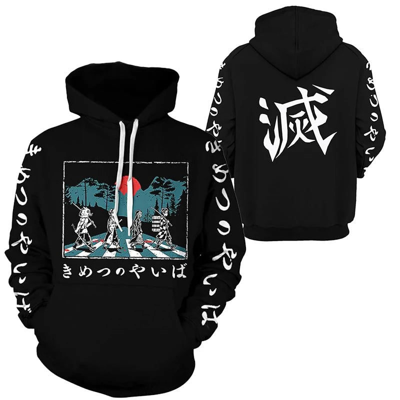 Anime Demon Slayer Kimetsu No Yaiba 3D Hoodies Men Fashion Long Sleeve Sweatshirts Women Casual