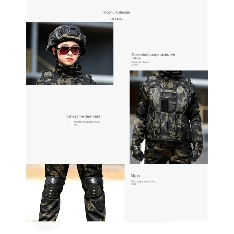Tactical Military Uniform for Children s Day Camouflag Disguise Adult