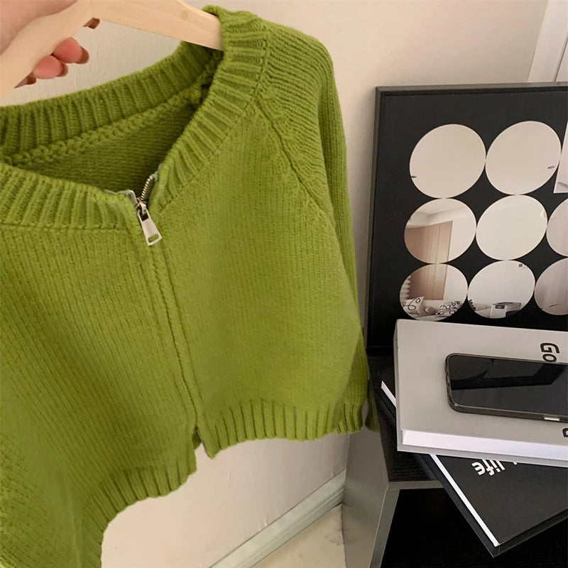 Heliar Dames Effen Rits Gebreide Cardigan Truien Casual Breiwerk Jas Lang