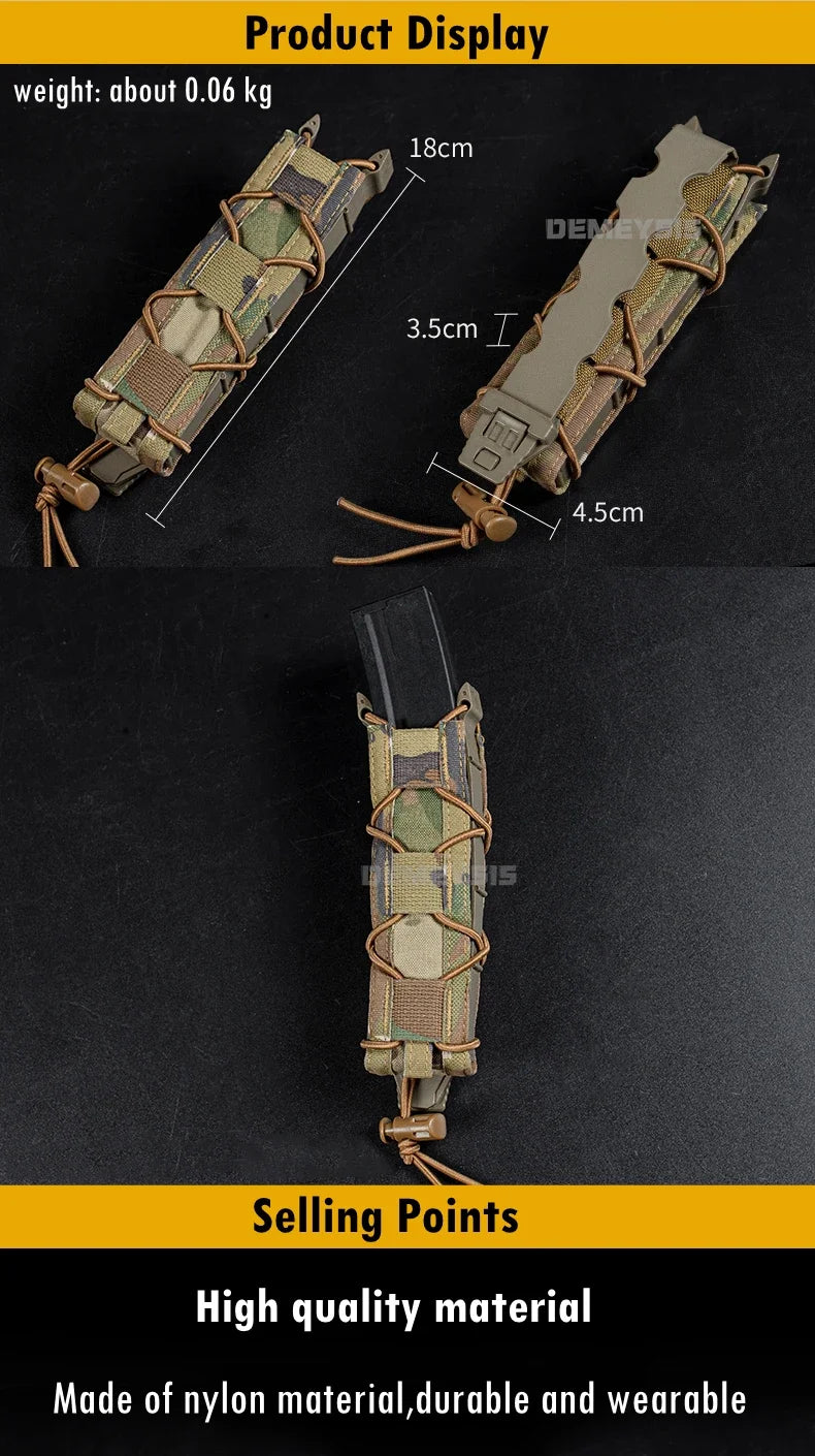 Tactical Pistol Magazine Pouch Fits MP5 MP7 .45 Single Open Top MOLLE 9mm Fast Mag Pouches