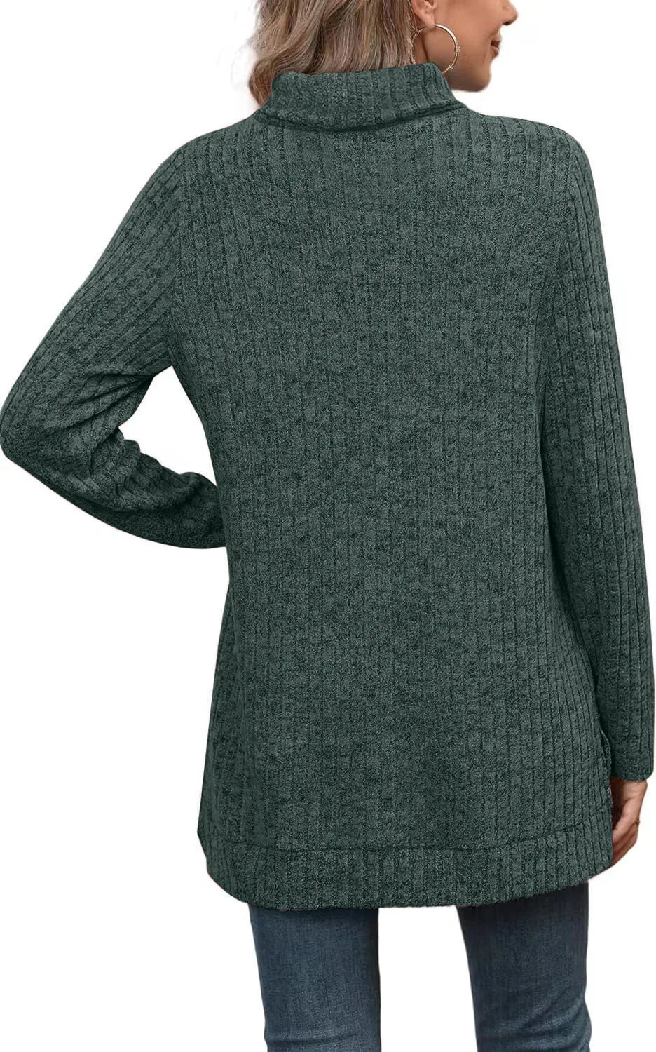 Effen herfst dames oversized coltrui truien lange mouwen