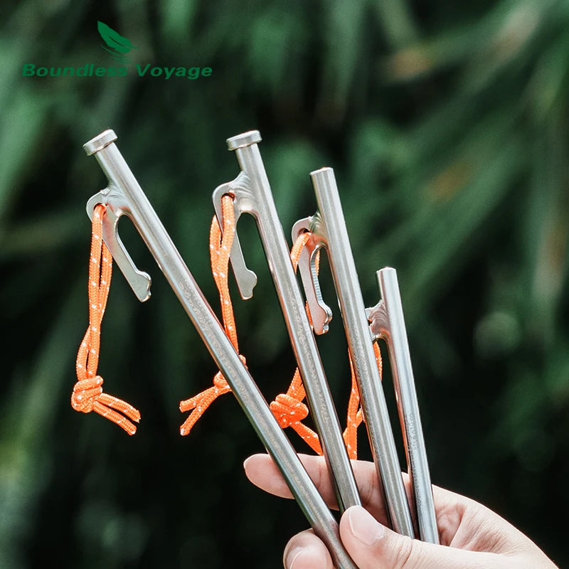 Boundless Voyage Titanium Alloy Tent Pegs Heavy Duty Nails Camping Stakes Hard