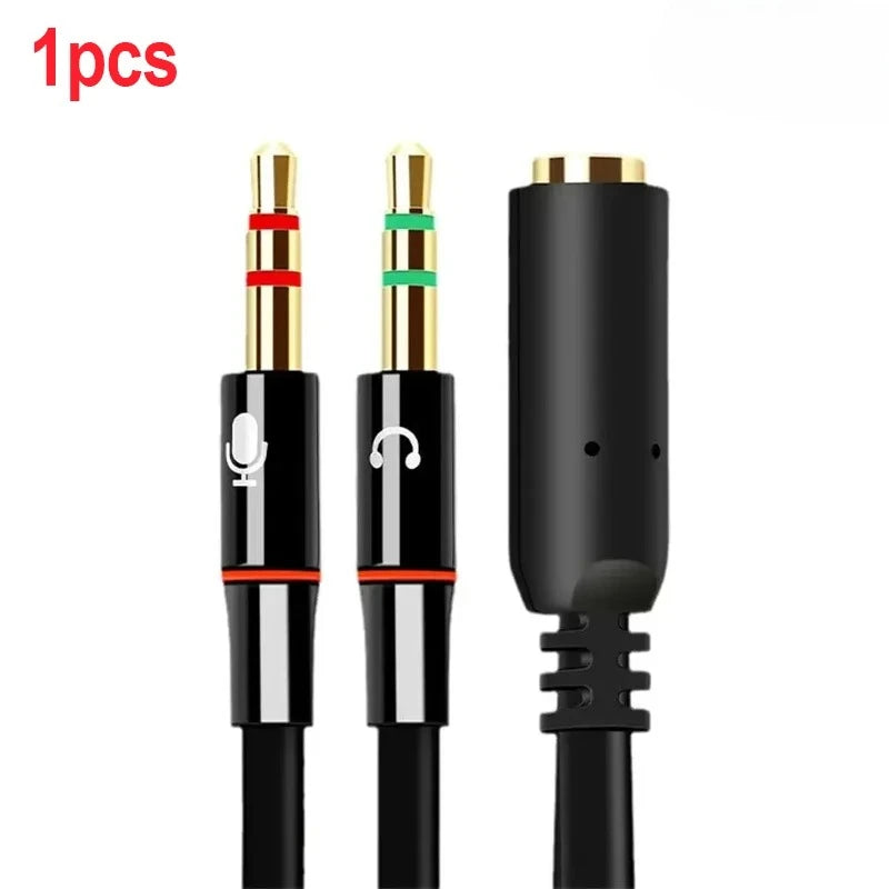 Hoofdtelefoon-microfoon-audioconverter-splitter voor computer 3,5 mm vrouwelijk naar