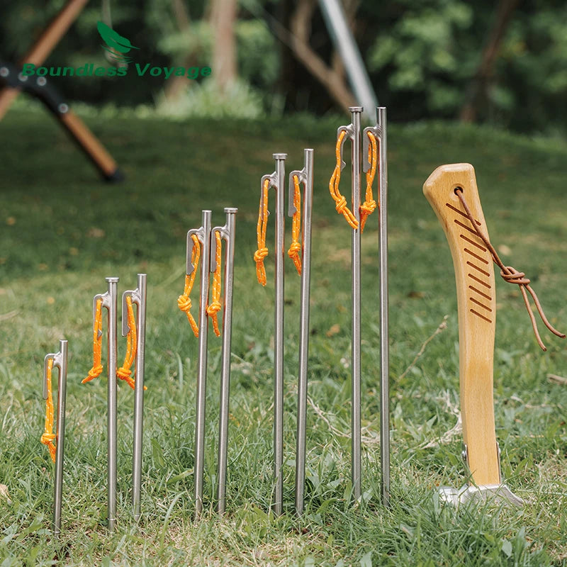 Boundless Voyage Titanium Alloy Tent Pegs Heavy Duty Nails Camping Stakes Hard