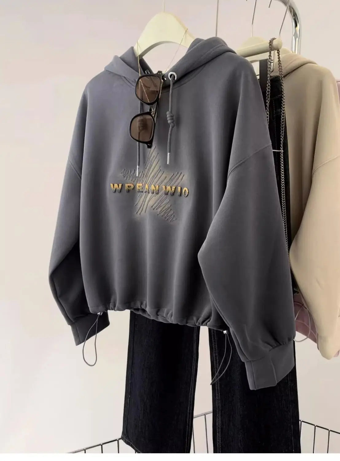 American Retro Hooded Sweatshirt Women in Spring and Autumn Design Feel Loose and Lazy Versatile Top