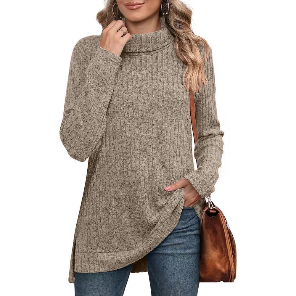 Effen herfst dames oversized coltrui truien lange mouwen