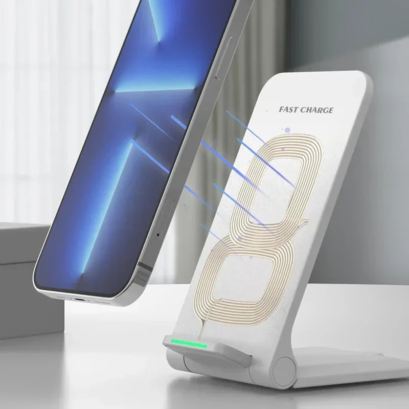 Беспроводное зарядное устройство с двумя катушками, подставка для iPhone 15 14 13 12 11 Pro Max Samsung