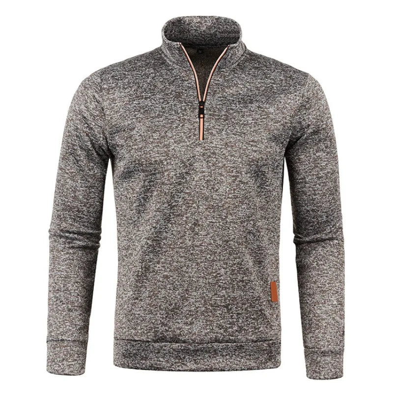 Autumn Men s Half Zipper Sweatshirts Long Sleeve Solid Color Pullover Turtleneck