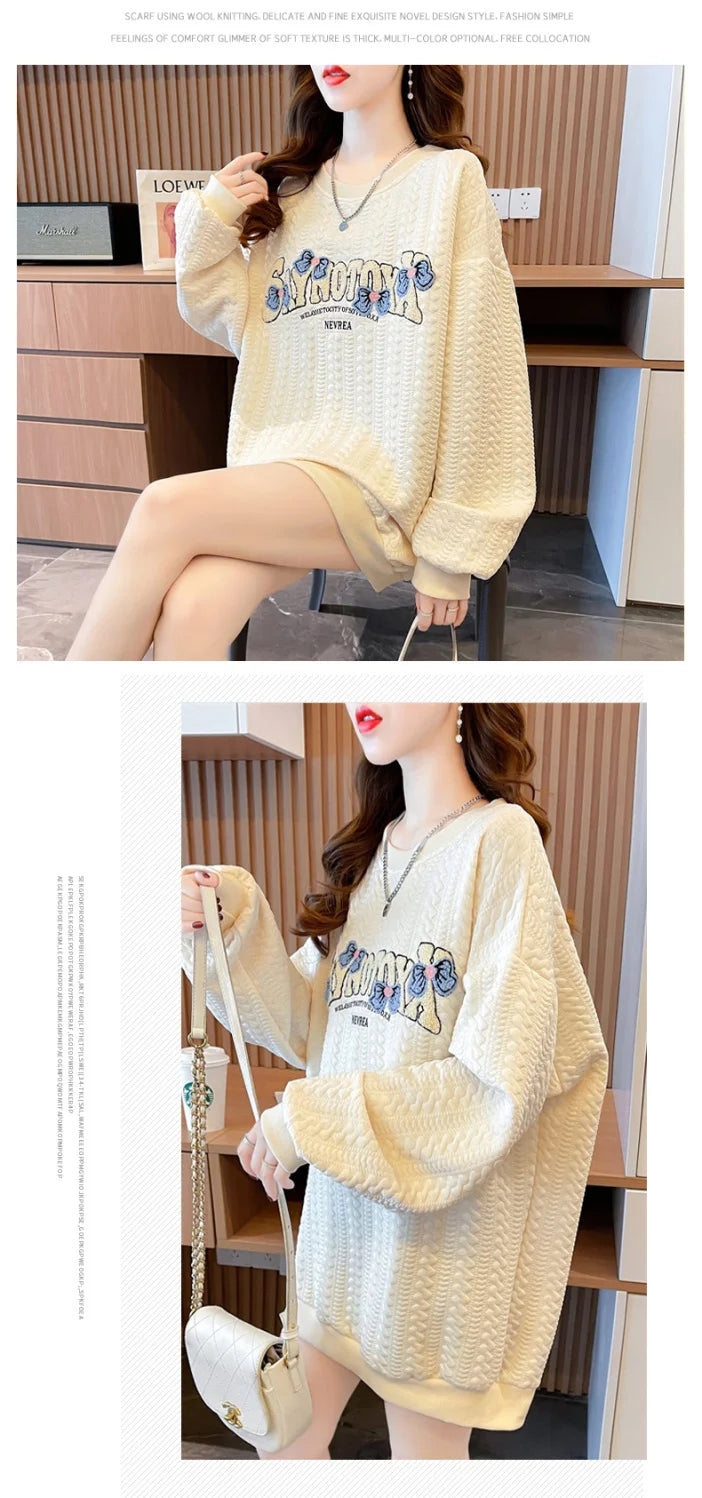 Hoodie Women s Korean Version Loose and Versatile Jacquard Design Lazy Style Thin Jacket