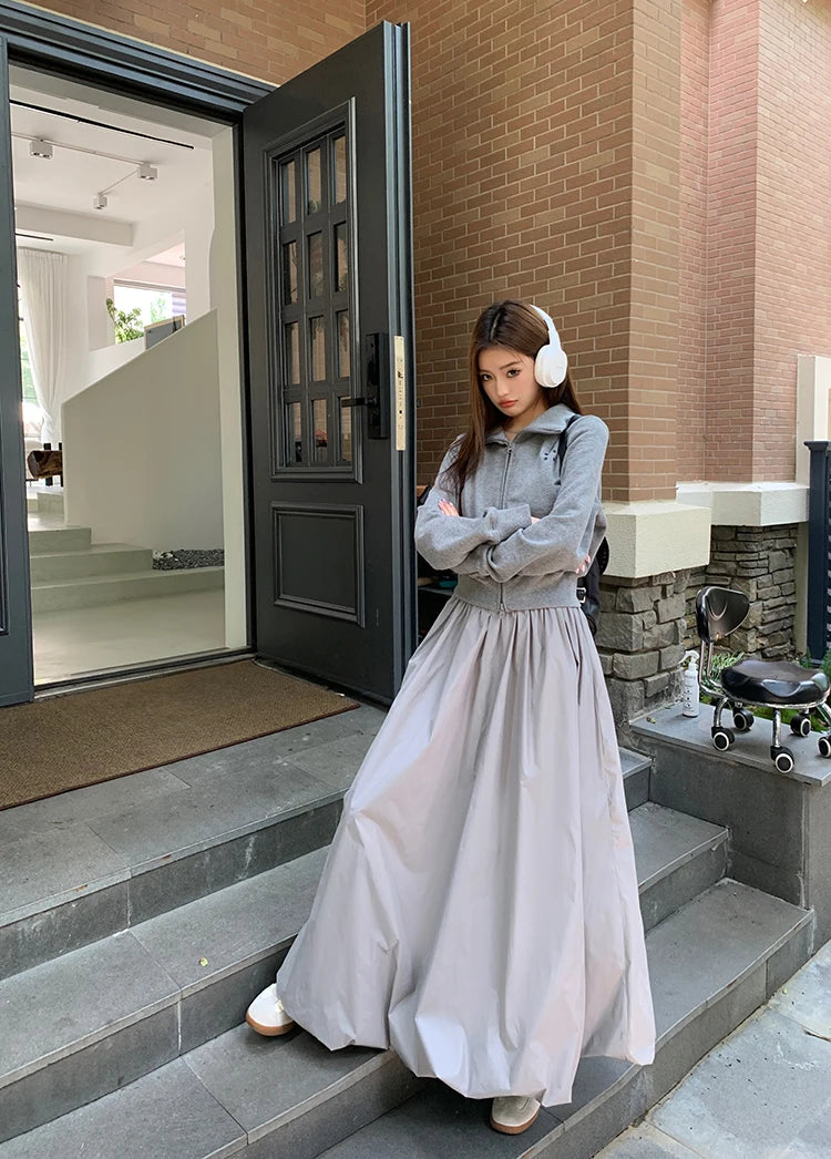 Coltruien voor dames, effen ritsontwerp, chique Koreaanse stijl, eenvoudig