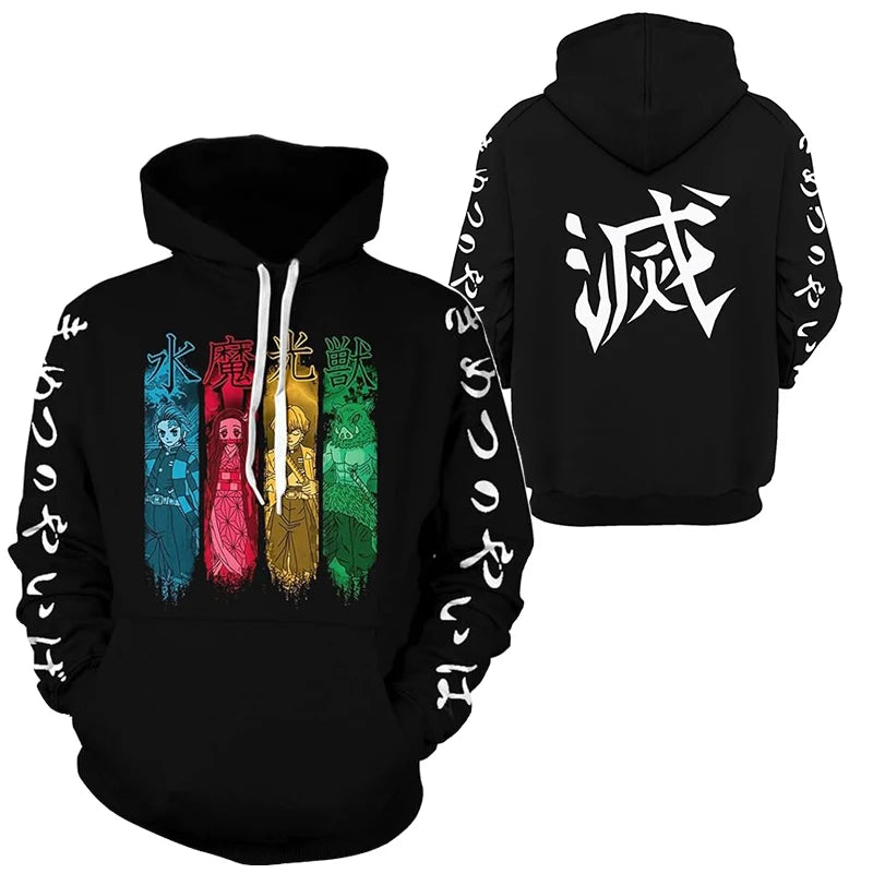 Anime Demon Slayer Kimetsu No Yaiba 3D Hoodies Men Fashion Long Sleeve Sweatshirts Women Casual