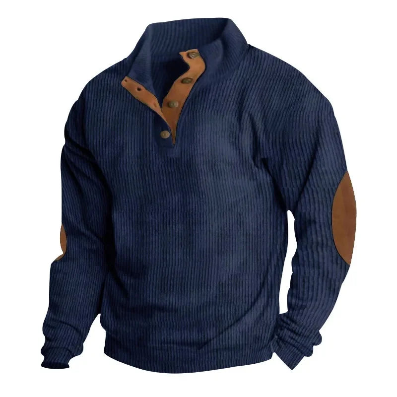 Men s Outdoor Jacket 3D Digital Print Casual Collar Long Sleeve Four Button Sweatshirt Loose Fit