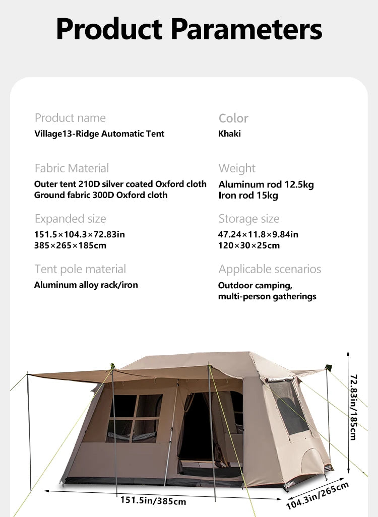 Sonuto Quick Setup Large Camping Automatic Tent 4 7 Person Double Hall Ridge