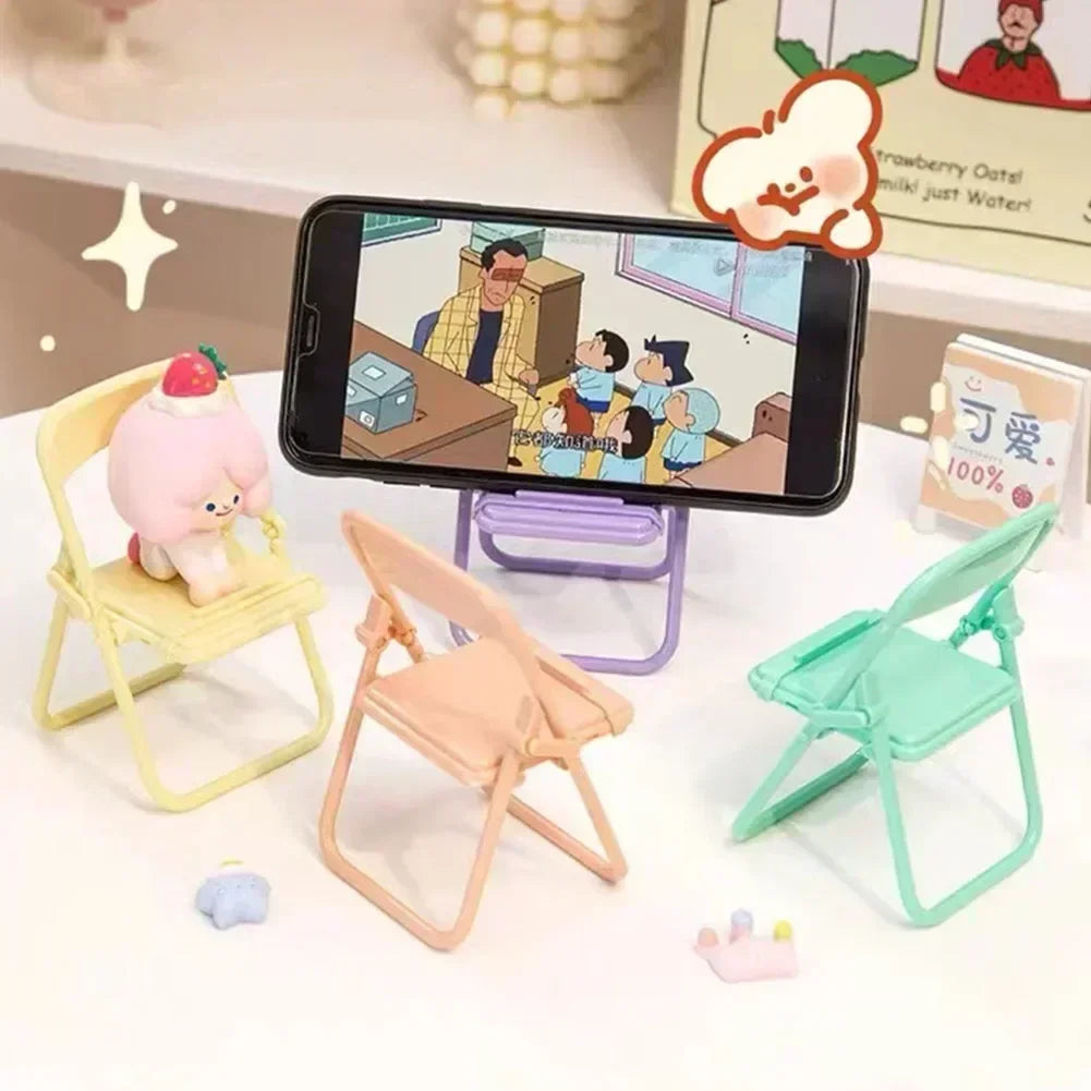 Foldable Mini Phone Holder Desktop Lazy Cellphone Mount Ornament Small Doll